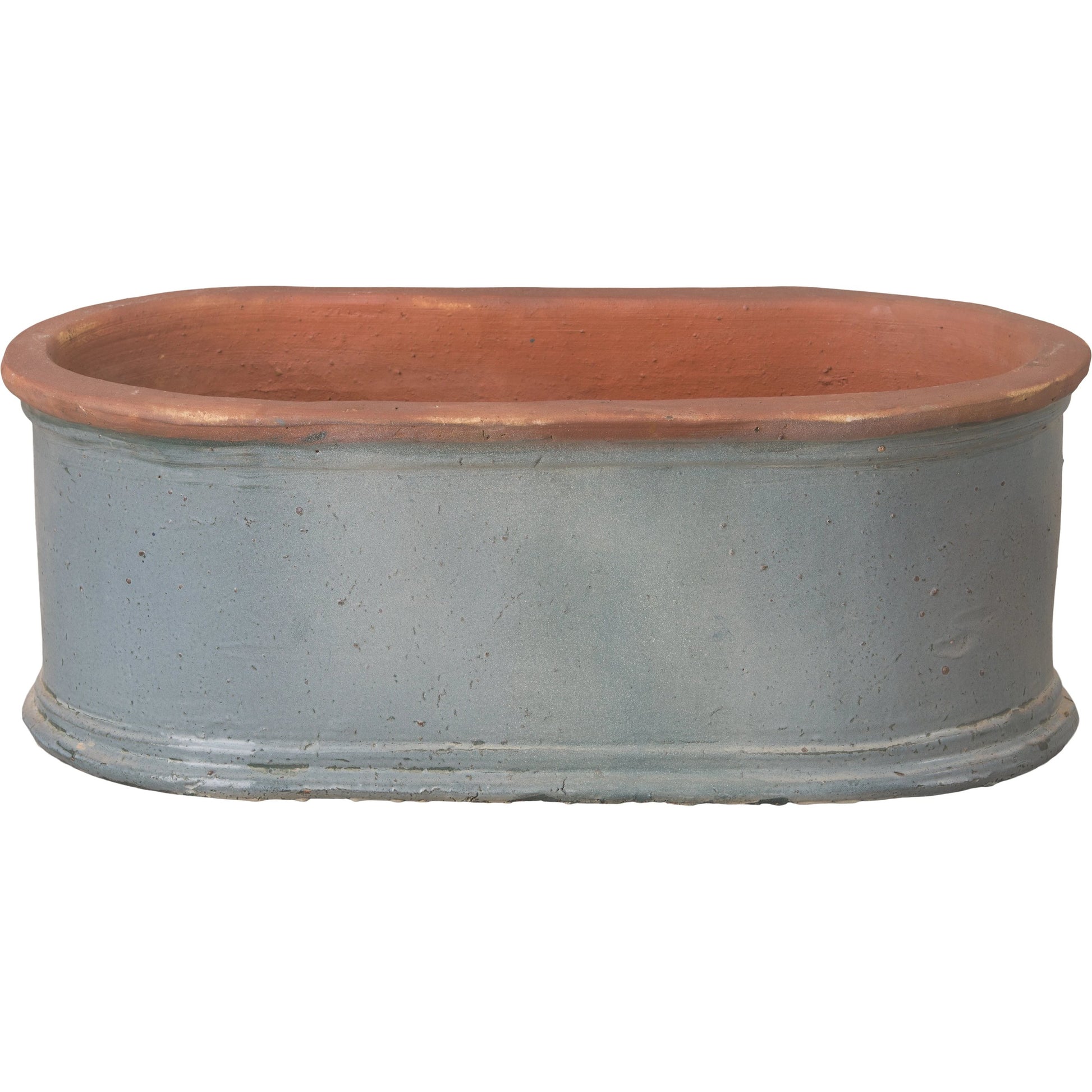 Oval Window Box by Emissary USA in soft blue and glossy glaze. Made from ceramic in a cottage & farmhouse style.