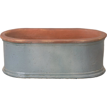 Oval Window Box by Emissary USA in soft blue and glossy glaze. Made from ceramic in a cottage & farmhouse style.