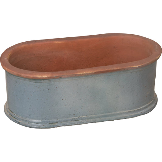 Oval Window Box by Emissary USA in soft blue and glossy glaze. Made from ceramic in a cottage & farmhouse style.