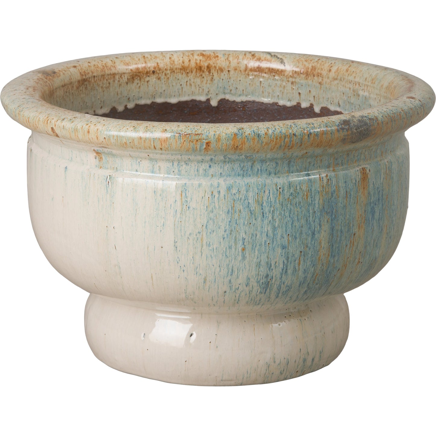 001 SI-2082220 | Primary Silo | Bowl Planter on Pedestal by Emissary USA in distressed white and glossy glaze. Made from ceramic in a modern style.