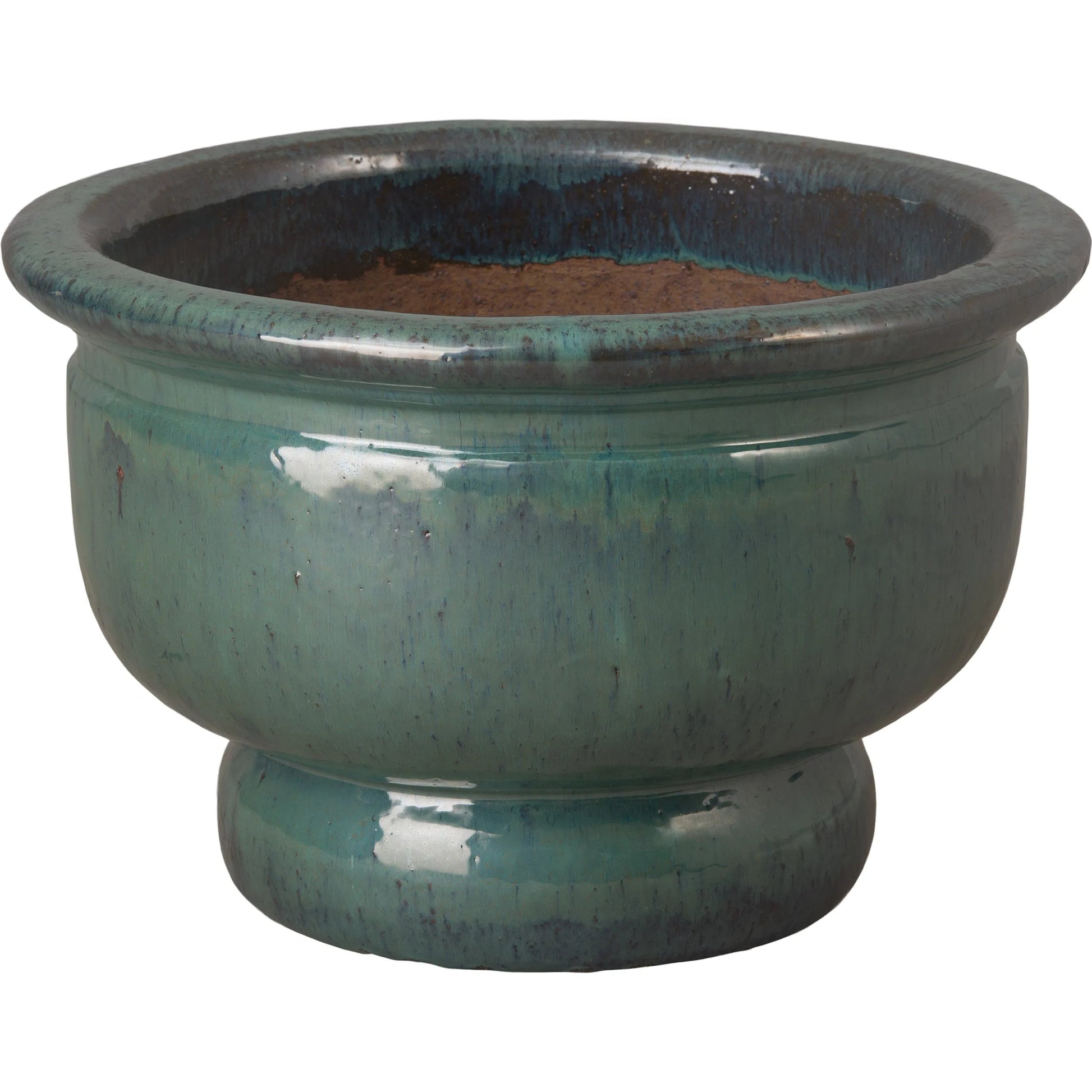 Bowl Indoor/Outdoor Planter on Pedestal by Emissary in glossy glaze. Made from ceramic in a unique style.