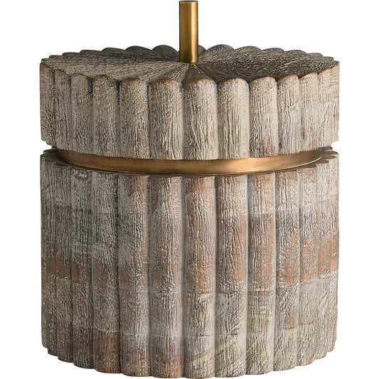 Zucca Box by Cyan Design in distressed taupe, brass. Made from ardu wood, brass in a unique style.