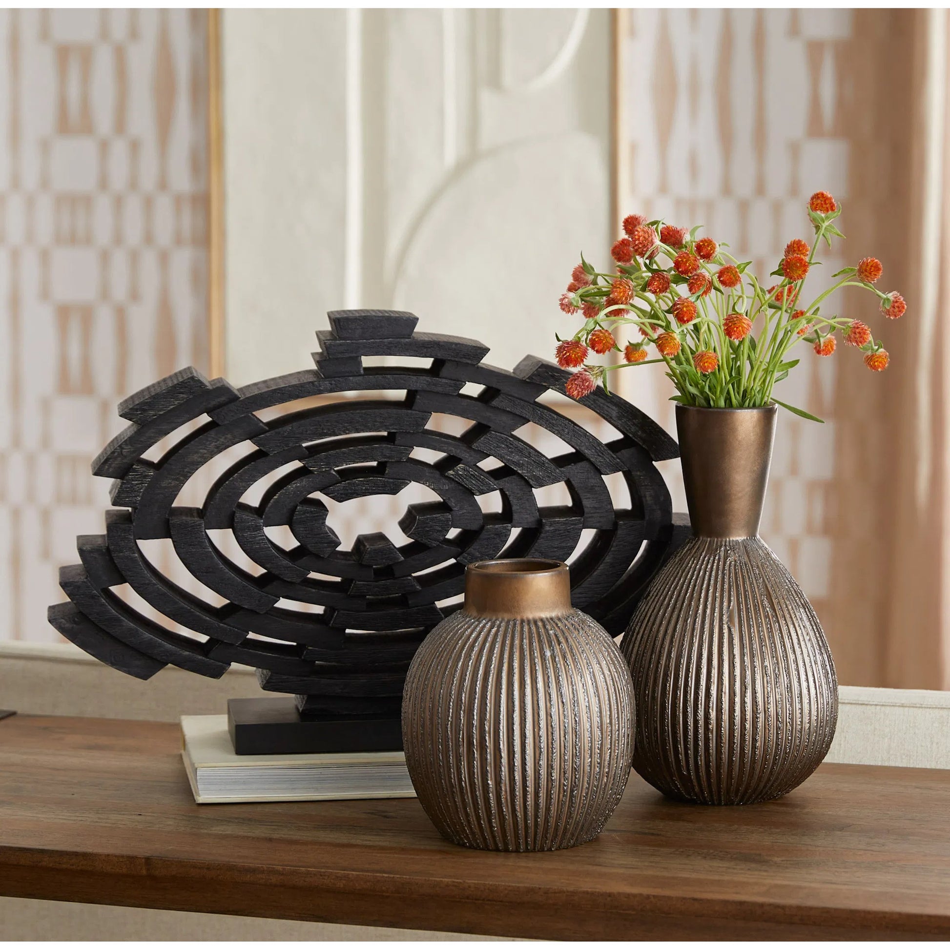 Vortex Sculpture by Cyan Design in black walnut. Made from ardu wood in a rustic style.