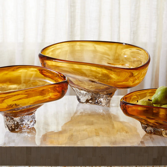 Alistair Bowl by Cyan Design in amber, clear. Made from glass in a unique style.