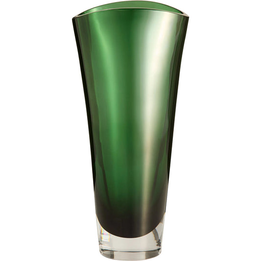 Muzo Vase by Cyan Design in emerald green, clear. Made from glass in a unique style.