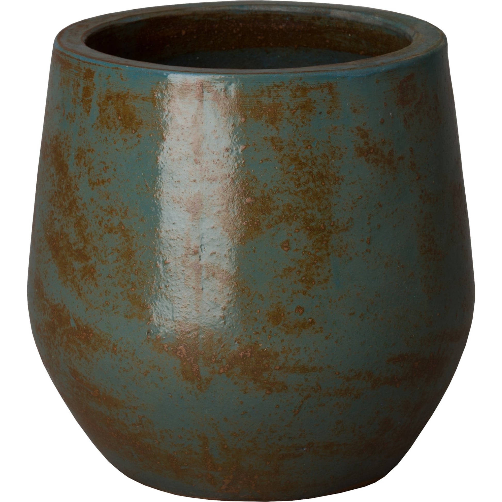 Curved Planter by Emissary USA in green wash. Made from unique in a rustic style.