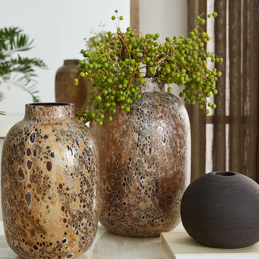 Callisto Vase by Cyan Design in amber brown. Made from glass in a unique style.