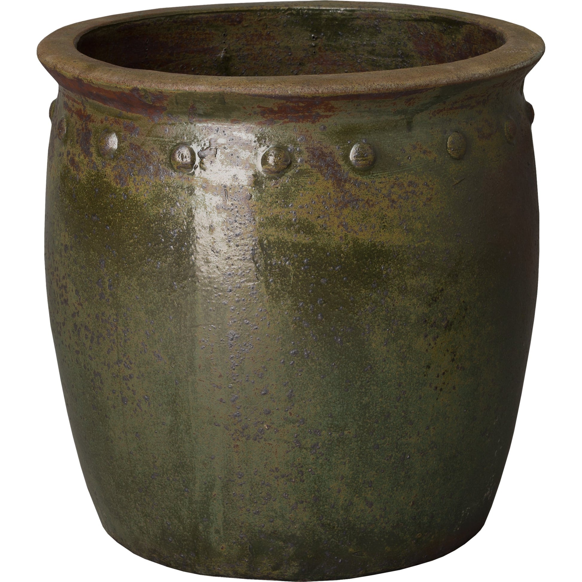 Studded Planter by Emissary USA in green wash. Made from unique in a cottage & farmhouse style.