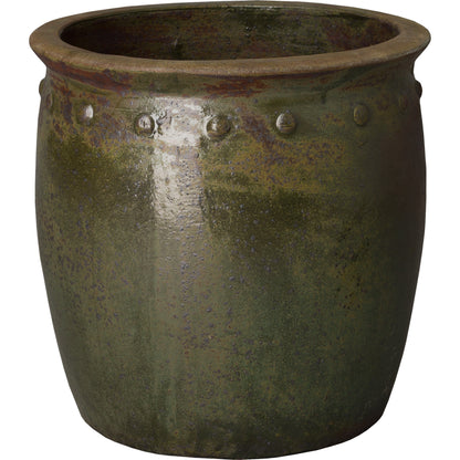 Studded Planter by Emissary USA in green wash. Made from unique in a cottage & farmhouse style.