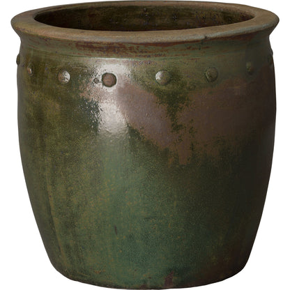 Studded Planter by Emissary USA in green wash. Made from unique in a cottage & farmhouse style.