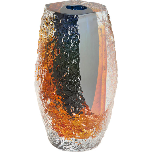 Halley Vase by Cyan Design in blue, clear, amber. Made from glass in a unique style.