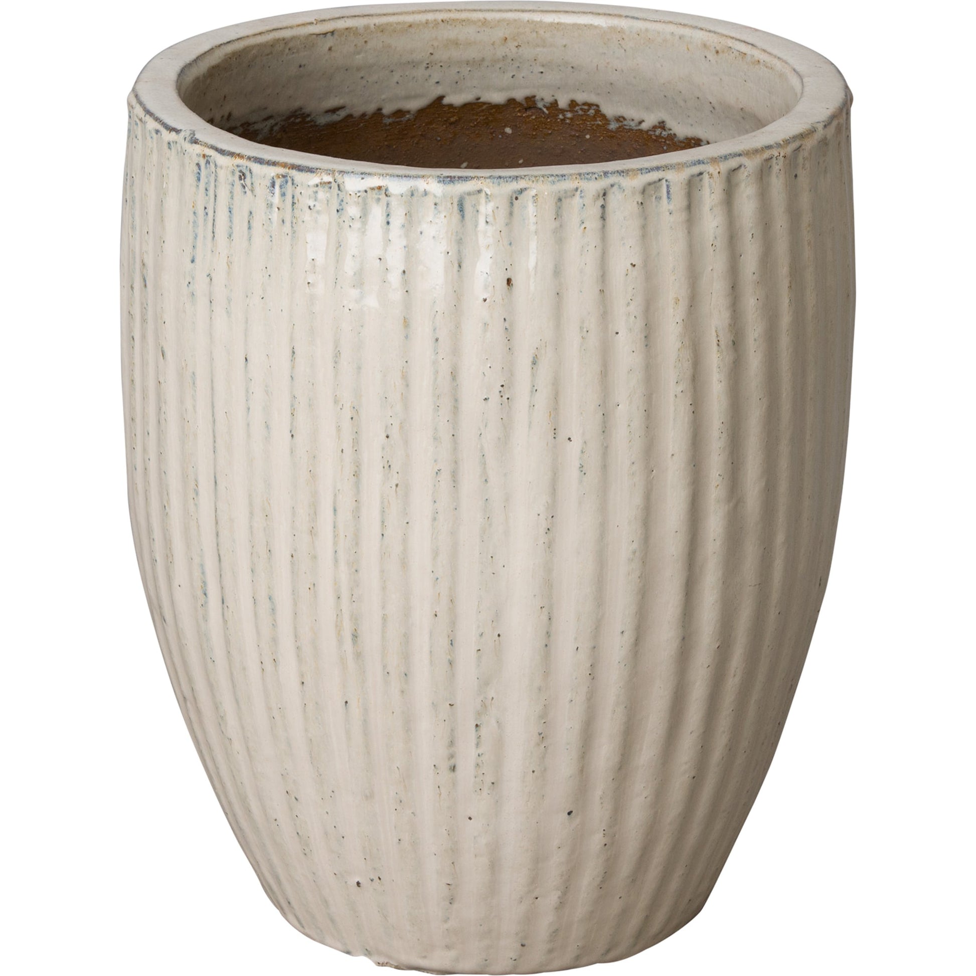 Ridged Planter by Emissary in distressed white. Made from unique in a traditional style.