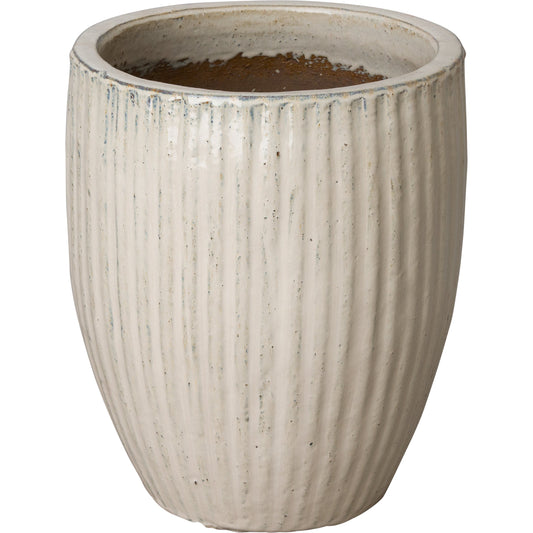 Ridged Planter by Emissary USA in distressed white. Made from unique in a traditional style.