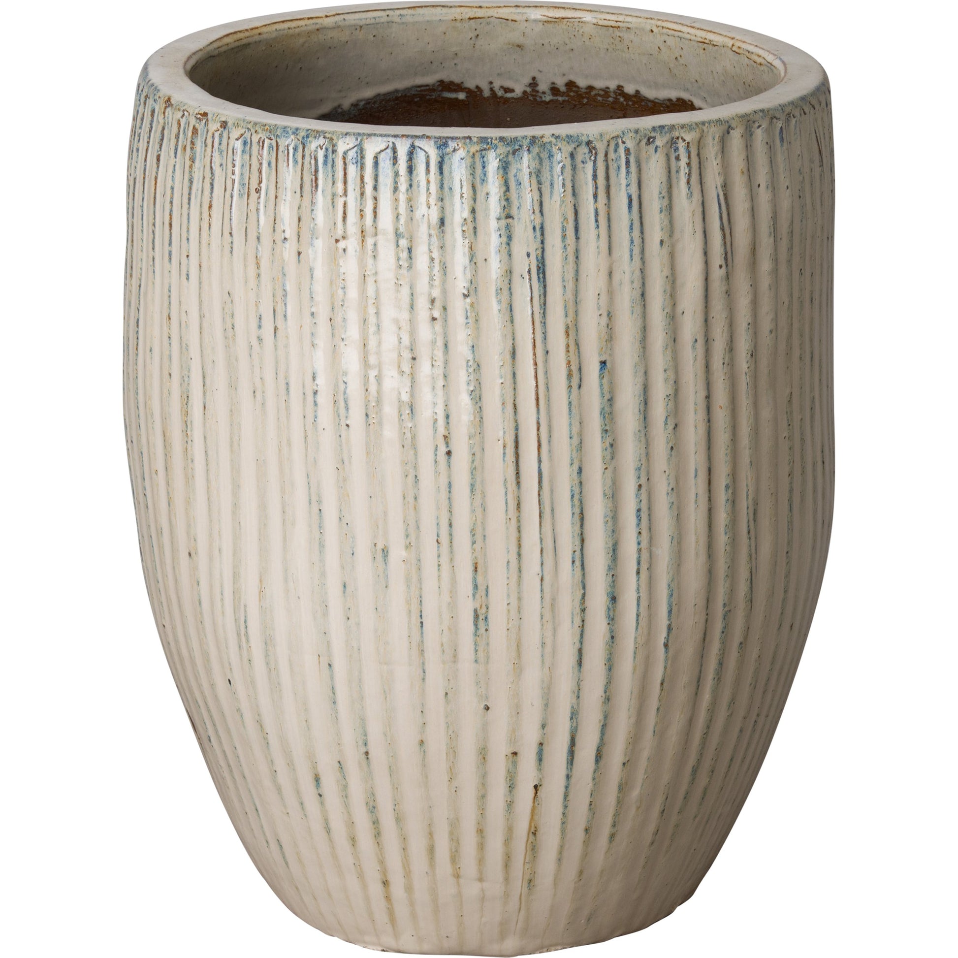 Ridged Planter by Emissary in distressed white. Made from unique in a traditional style.