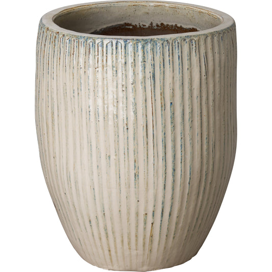 Ridged Planter by Emissary USA in distressed white. Made from unique in a traditional style.