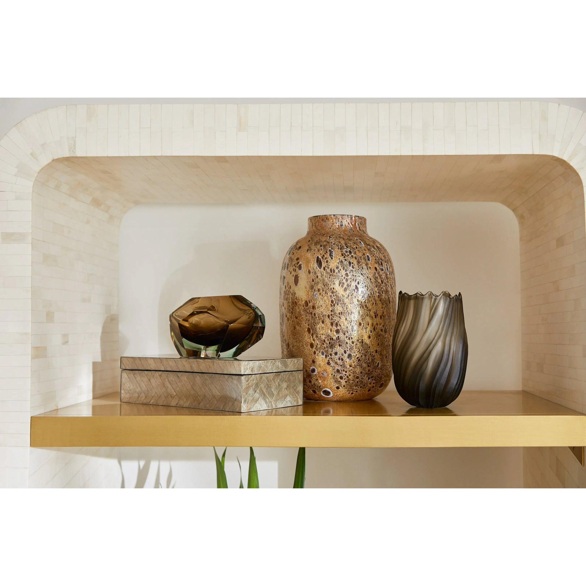 Seagrass Vase by Cyan Design in brown. Made from glass in a modern style.
