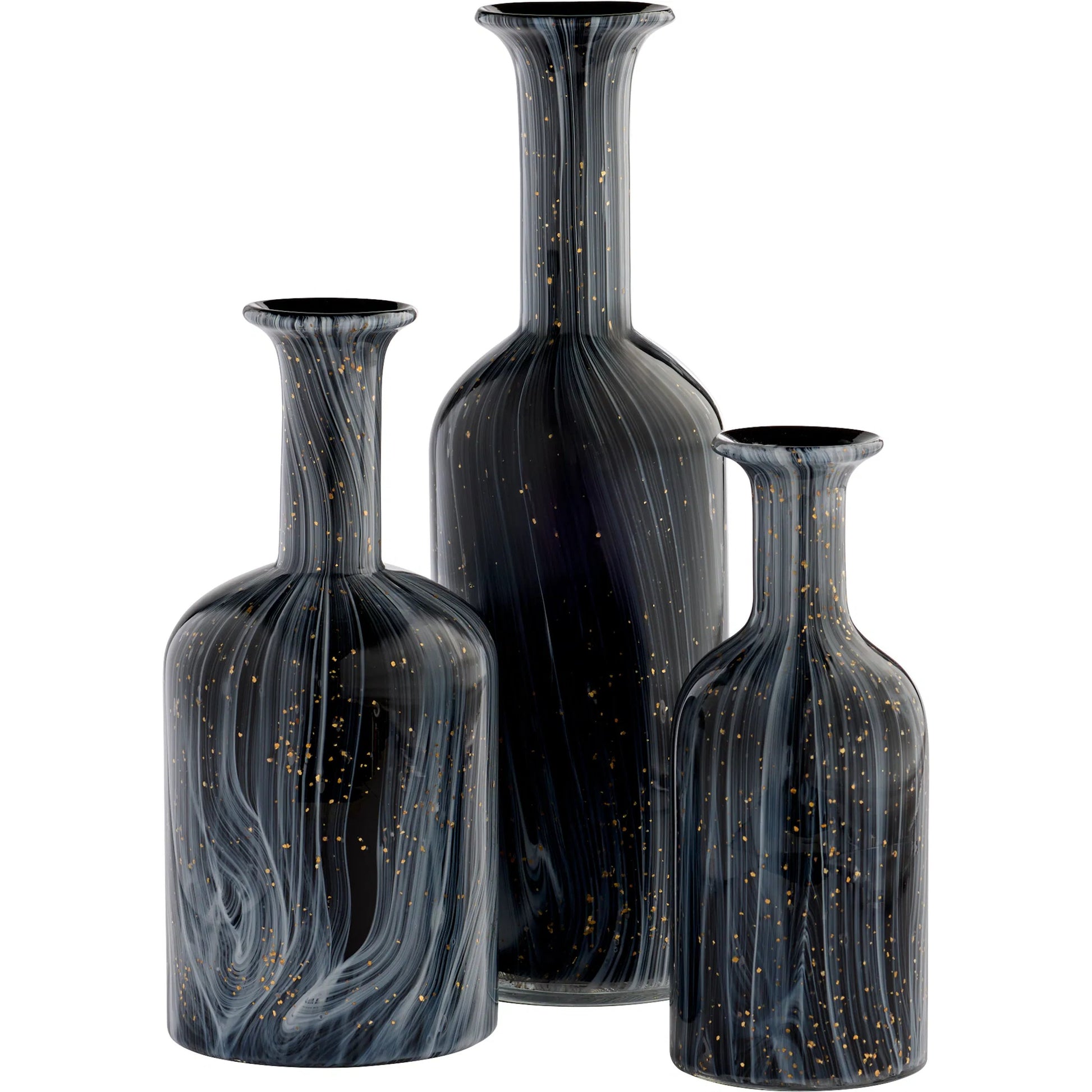 Infinity Vase by Cyan Design in black, grey, gold. Made from glass in a eclectic & global style.