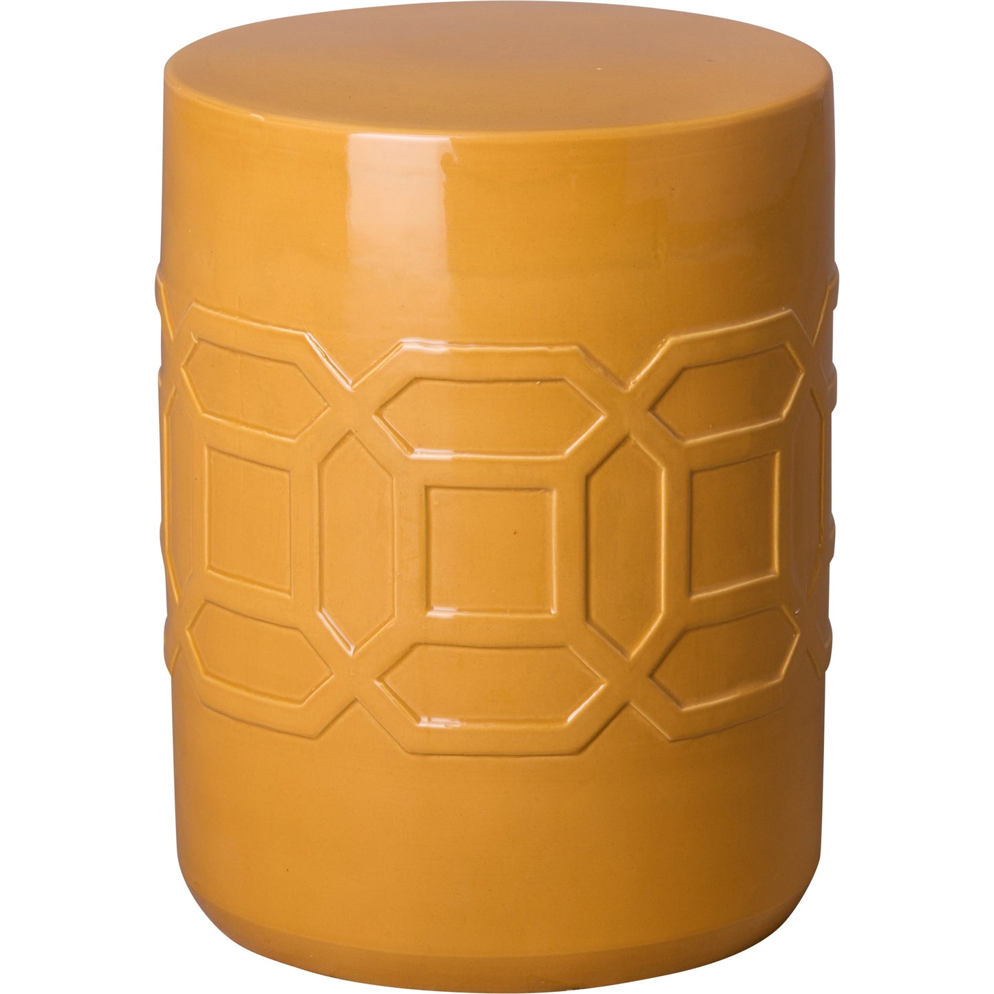 001 SI-2082209 | Primary Silo | Axton Stool by Emissary in butterscotch and glossy glaze. Made from ceramic in a modern style.