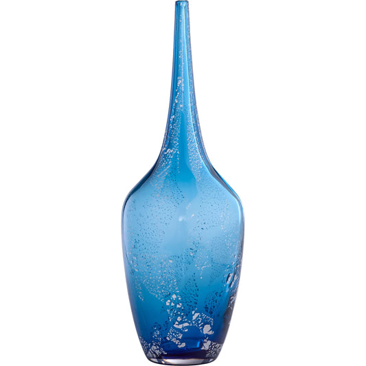 Vero Vase by Cyan Design in blue, metallic. Made from glass in a unique style.
