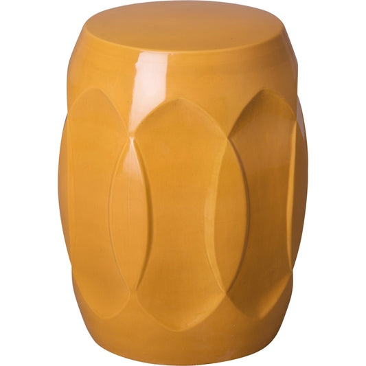Ellipse Stool by Emissary USA in butterscotch and glossy glaze. Made from ceramic in a modern style.