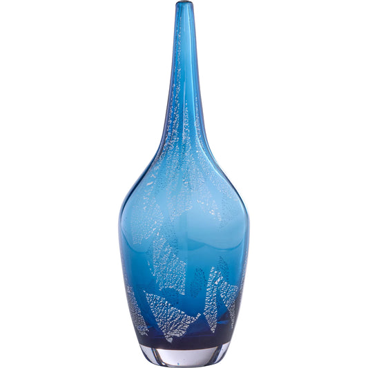Vero Vase by Cyan Design in blue, metallic. Made from glass in a unique style.