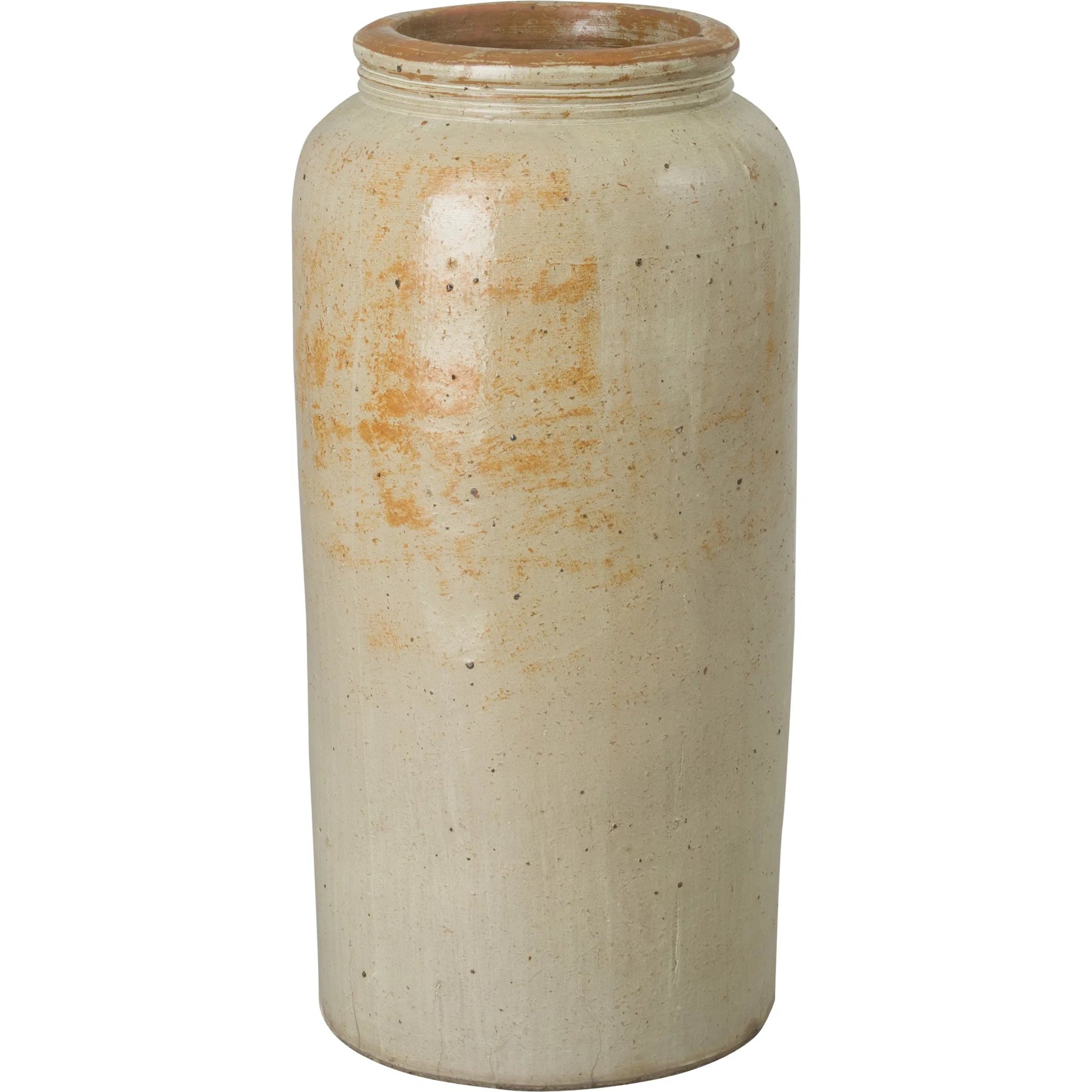 Heavy Indoor/Outdoor Storage Jar by Emissary in tropical sand and glossy glaze. Made from ceramic in a unique style.