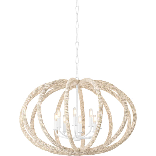 Lewiston 6-Light Chandelier by Hudson Valley in white plaster. Made from textile in a unique style.