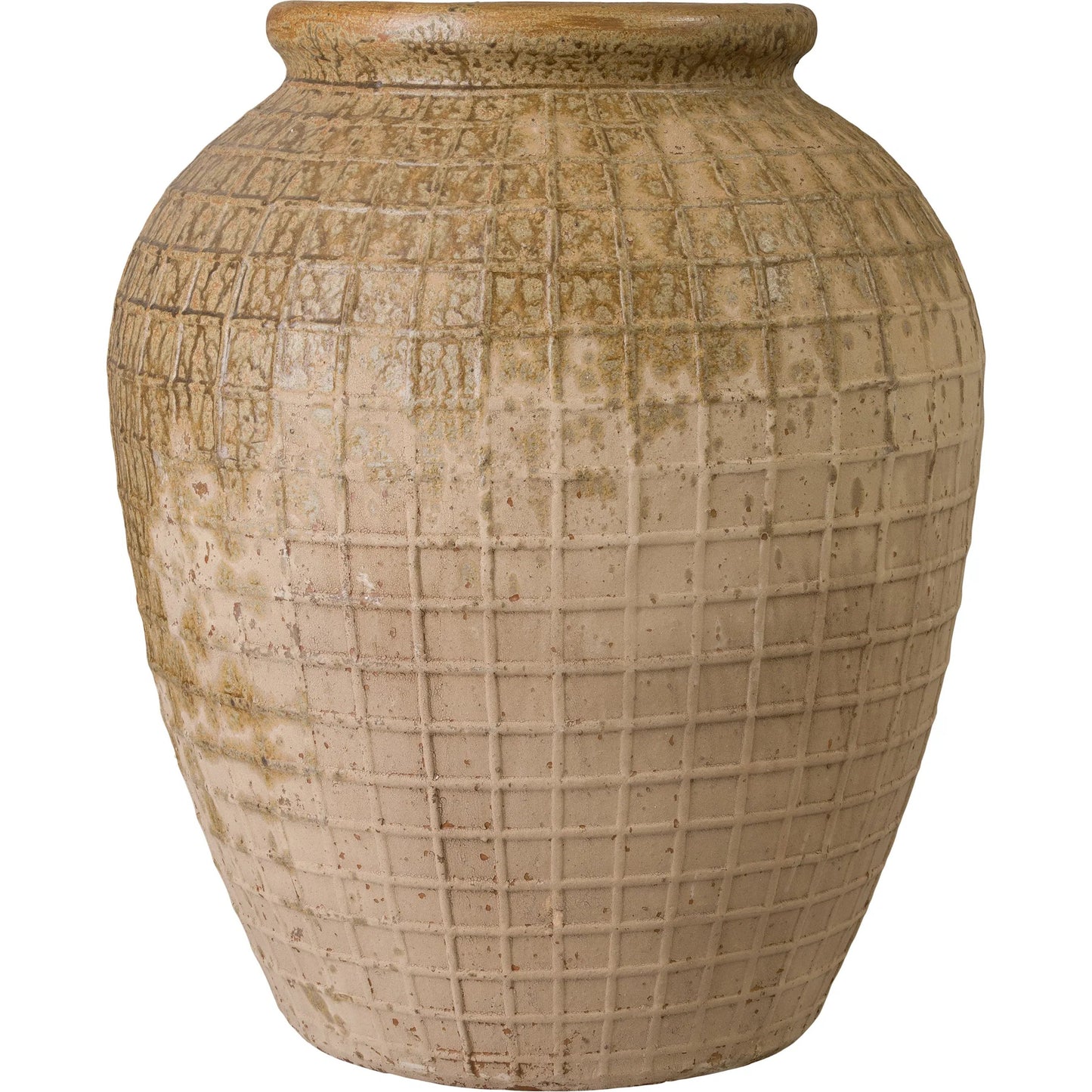 000 SI-2630405 | Primary Silo | Intersect Indoor/Outdoor Storage Jar by Emissary in antique amber and semi-glossy glaze. Made from ceramic in a unique style.