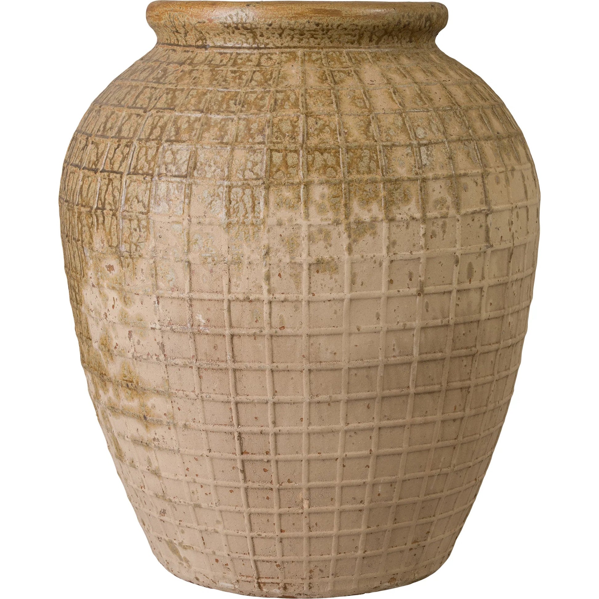 Intersect Indoor/Outdoor Storage Jar by Emissary in antique amber and semi-glossy glaze. Made from ceramic in a unique style.