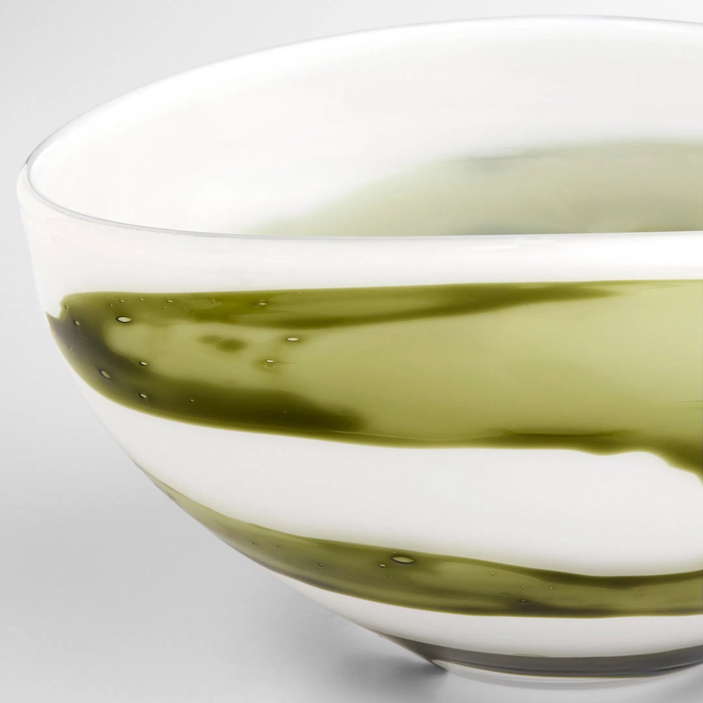 003 SI-2444922 | Closeup | Denali Bowl by Cyan Design in iridescent white, green. Made from glass in a eclectic & global style.