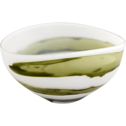 Denali Bowl by Cyan Design in iridescent white, green. Made from glass in a eclectic & global style.