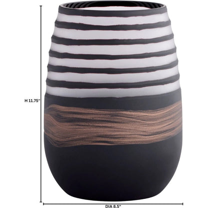 Midnight Road Vase by Cyan Design in black, clear, copper. Made from glass in a eclectic & global style.