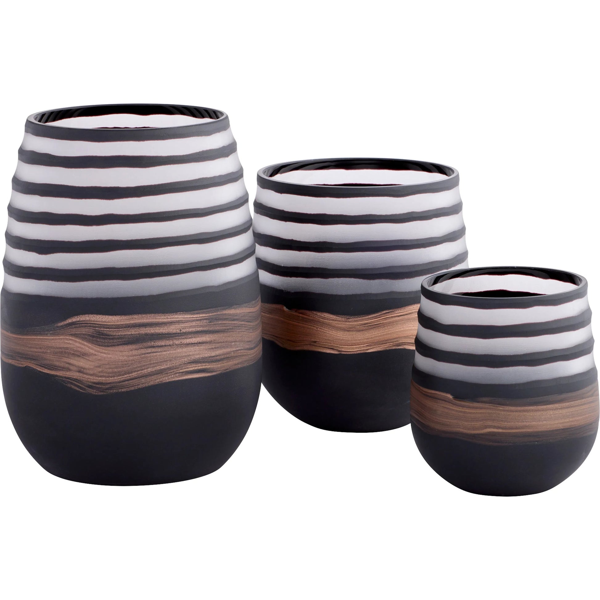 Midnight Road Vase by Cyan Design in black, clear, copper. Made from glass in a eclectic & global style.