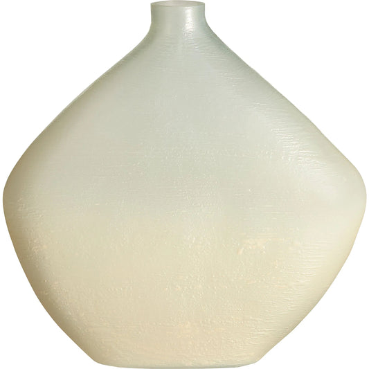 Taku Round Vase by Cyan Design in icy teal. Made from glass in a unique style.