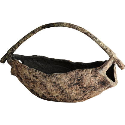 Hobitt Basket by Cyan Design in aged ochre. Made from cast aluminum in a rustic style.