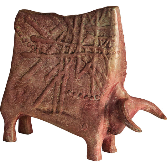 El Toro Sculpture by Cyan Design in antique ochre. Made from cast aluminum in a unique style.