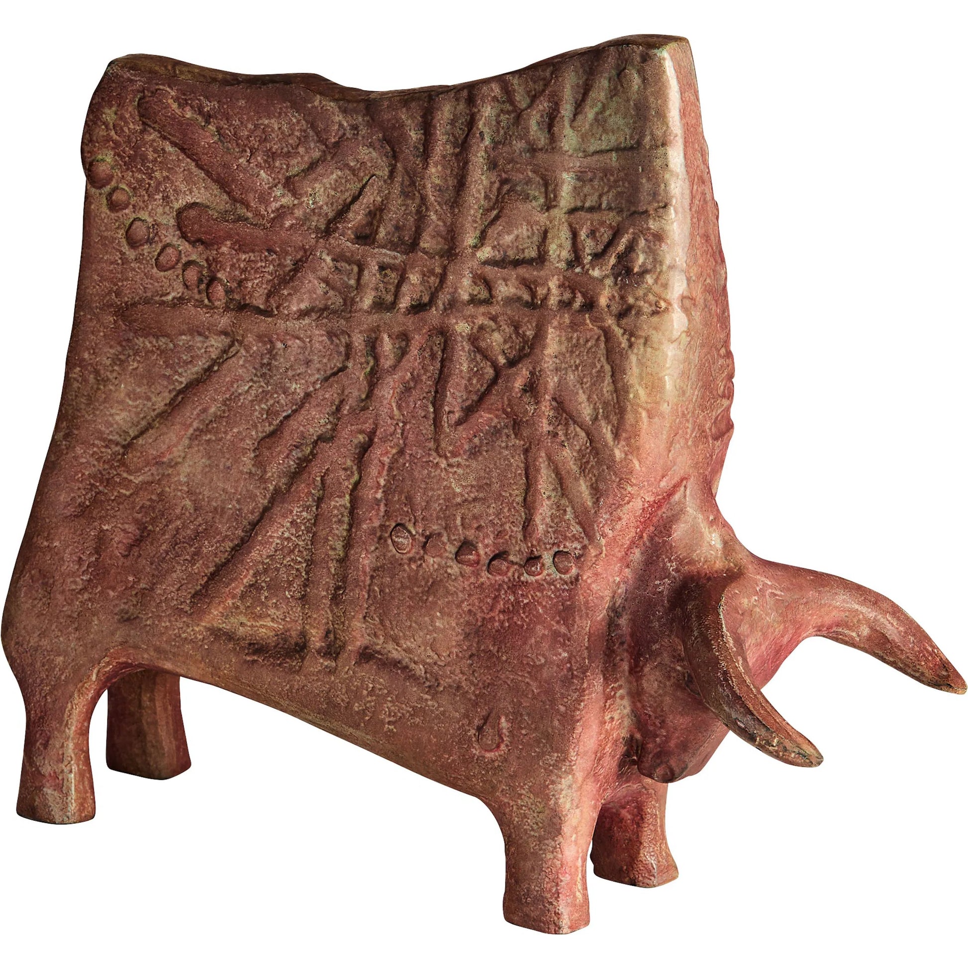 El Toro Sculpture by Cyan Design in antique ochre. Made from cast aluminum in a traditional style.