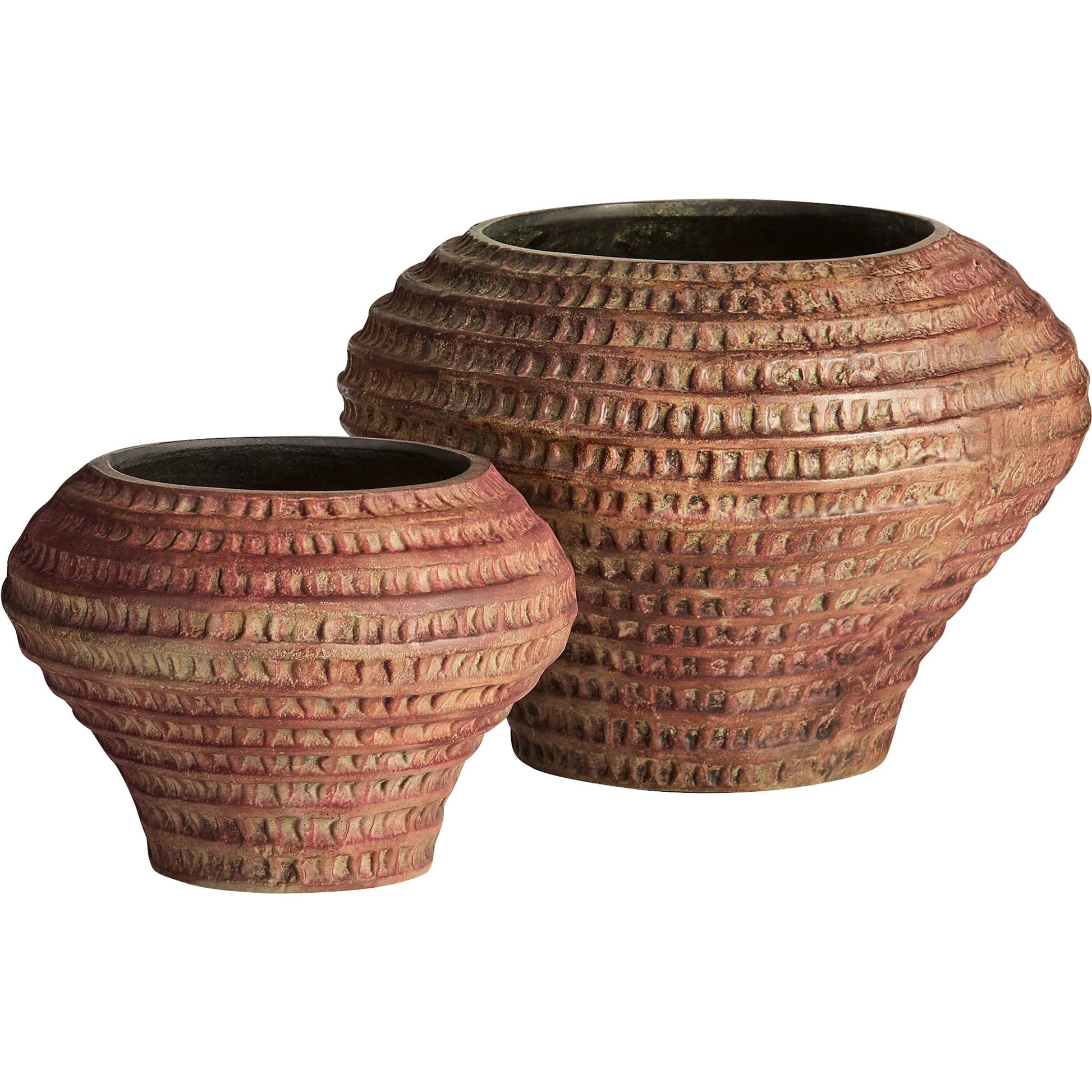 Yucca Vase by Cyan Design in antique ochre. Made from cast aluminum in a rustic style.