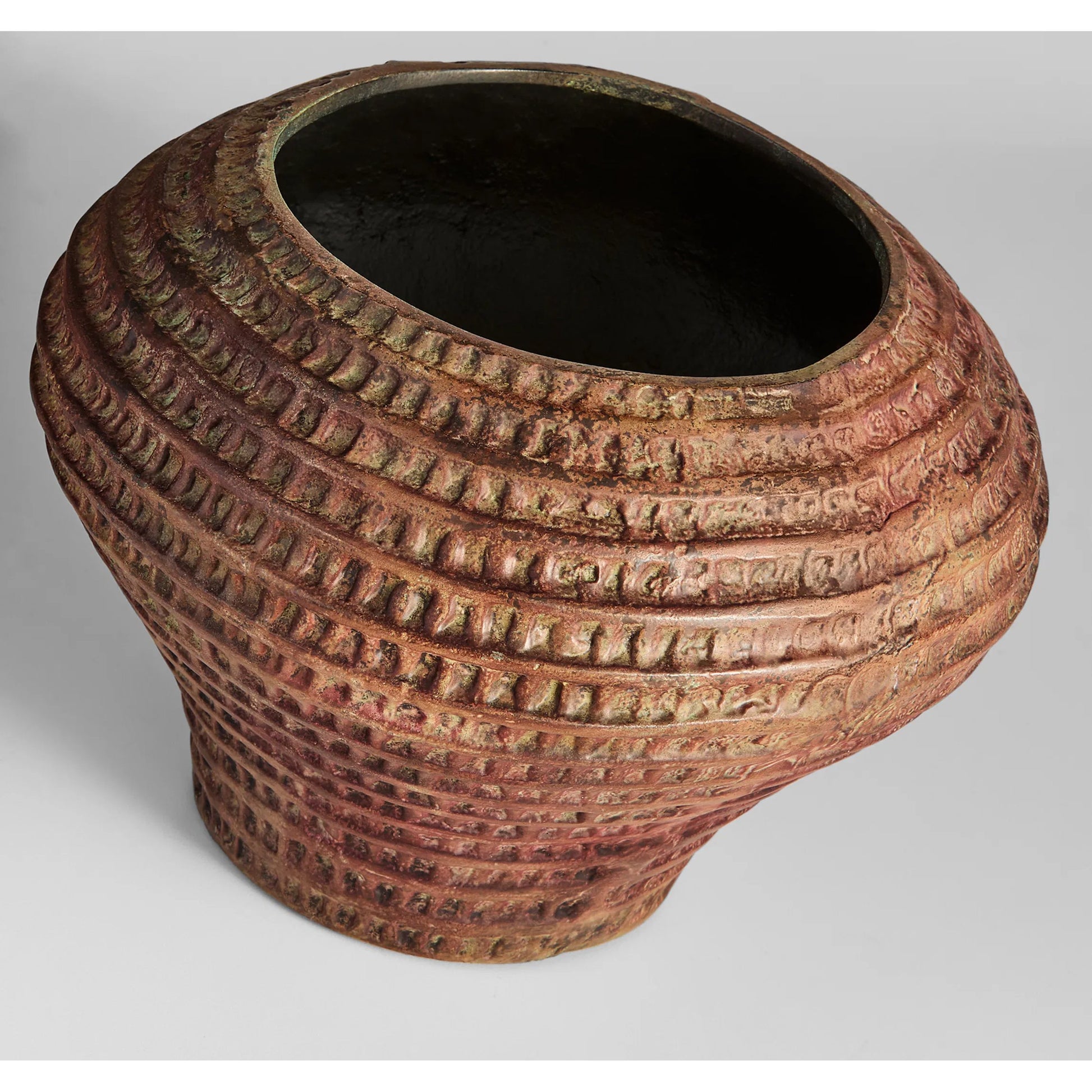 Yucca Vase by Cyan Design in antique ochre. Made from cast aluminum in a rustic style.