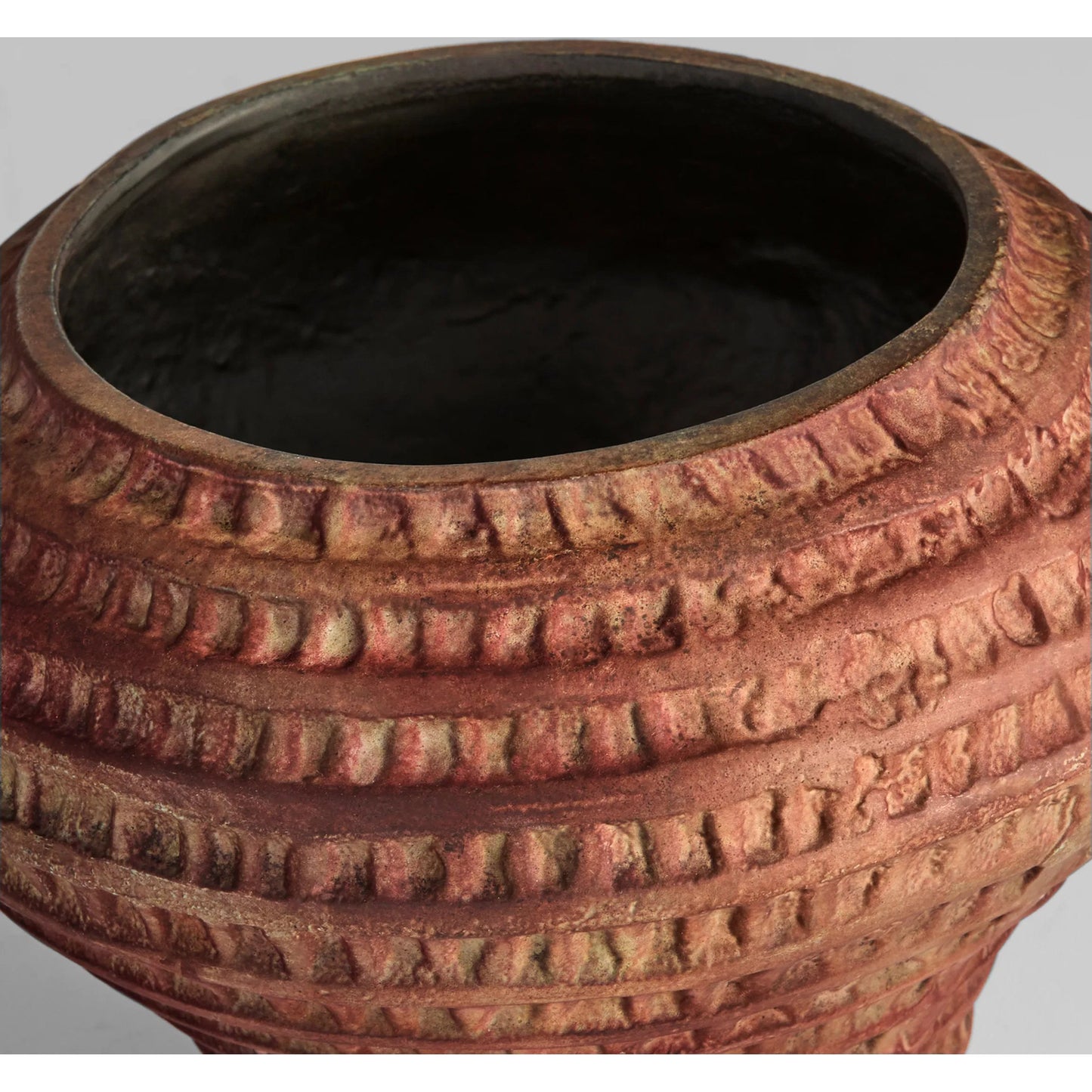 006 SI-2328832 | Closeup | Yucca Vase by Cyan Design in antique ochre. Made from cast aluminum in a rustic style.