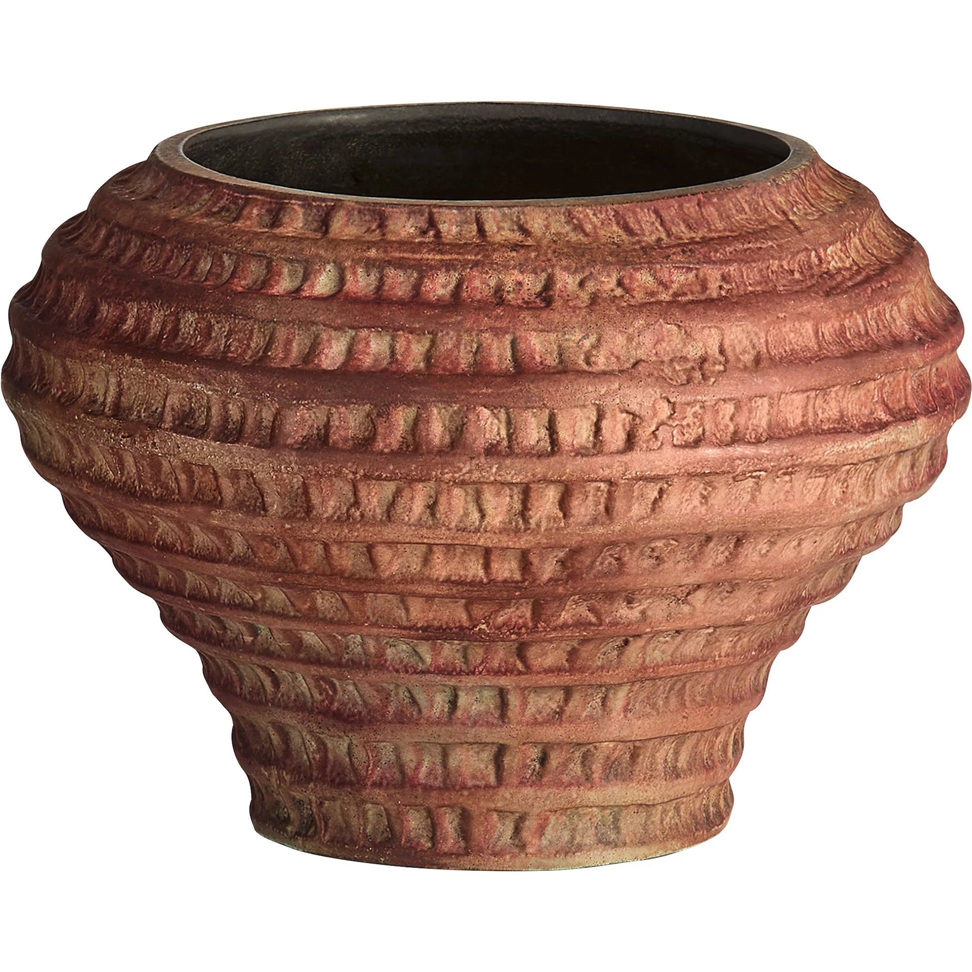 Yucca Vase by Cyan Design in antique ochre. Made from cast aluminum in a rustic style.