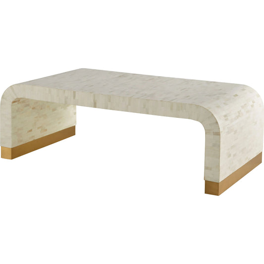 Cascada Cocktail Table by Cyan Design in natural bone, brass. Made from bone, mdf, brass in a unique style.