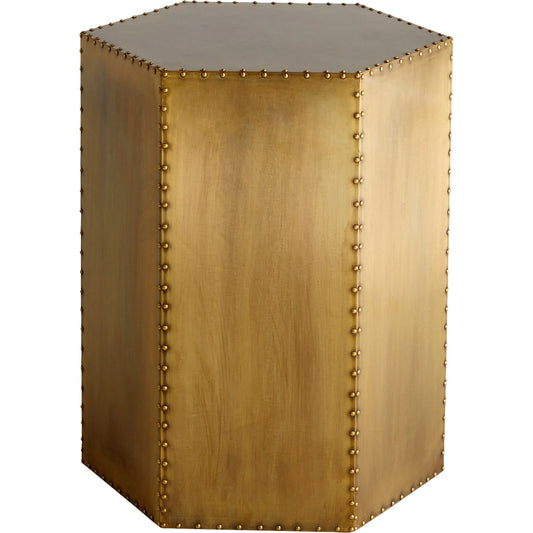 Korio Bunching Table by Cyan Design in aged brass. Made from brass sheet, wood in a unique style.
