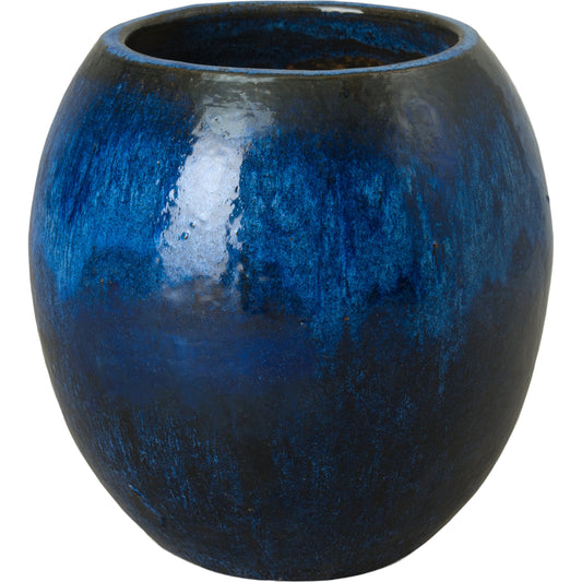 Ball Planter by Emissary USA in blue and glossy glaze. Made from ceramic in a modern style.
