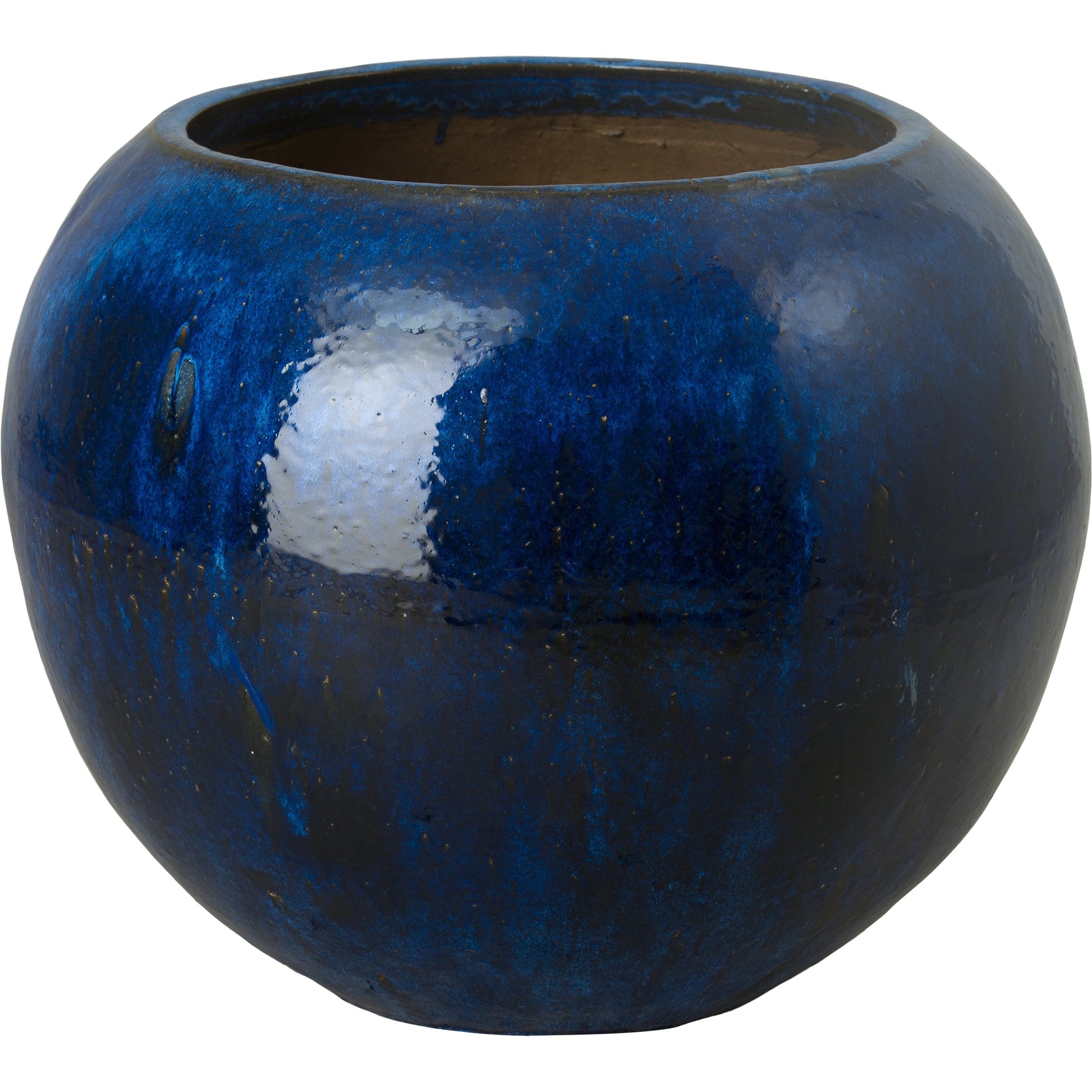 Ball Planter by Emissary in blue and glossy glaze. Made from ceramic in a modern style.