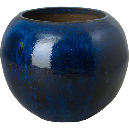 Ball Planter by Emissary in blue and glossy glaze. Made from ceramic in a modern style.