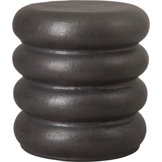 Torus Indoor/Outdoor Stool by Emissary in matte black and matte glaze. Made from ceramic in a unique style.