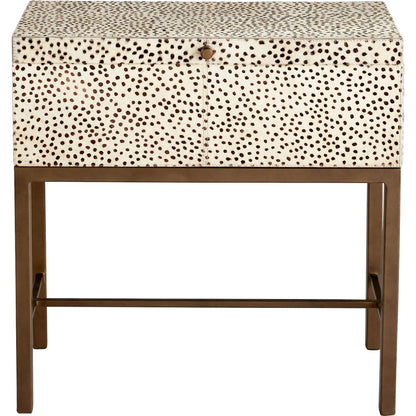 Gaborone Box on Stand by Cyan Design in antique brass. Made from hide leather, mild steel in a eclectic & global style.