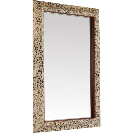 Gaborone Mirror by Cyan Design in walnut. Made from hide leather, mirrored glass in a unique style.