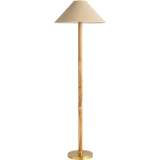 Broadway Floor Lamp by Cyan Design in antique brass, teak. Made from teak wood, brass, iron in a unique style.